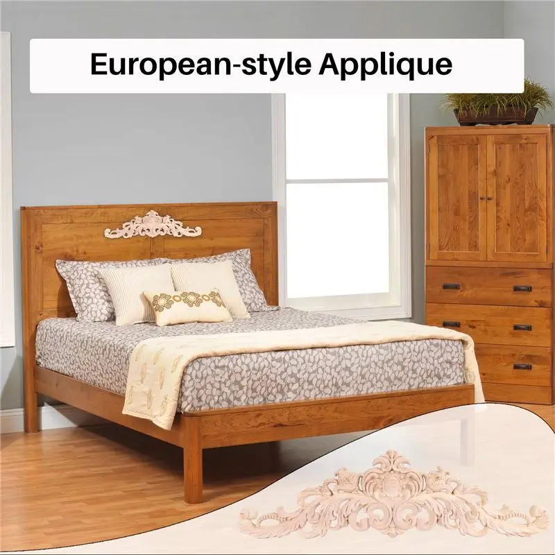 ABGG-Carving Natural Wood Appliques For Furniture Cabinet Unpainted Wooden Mouldings Decal Vintage Home Decor Decorative