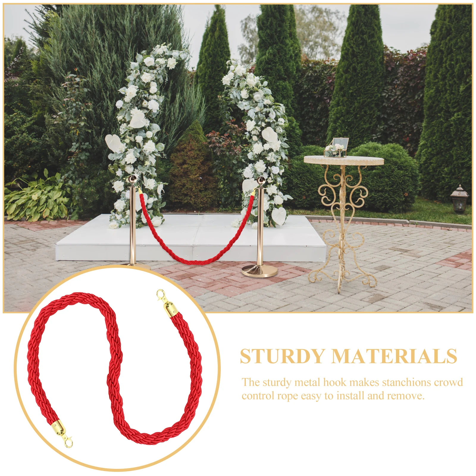 

1.5m Guardrail Lanyard Stanchions Ropes Blue Isolation Crowd Control Barrier Rope Hooks Queue Braided