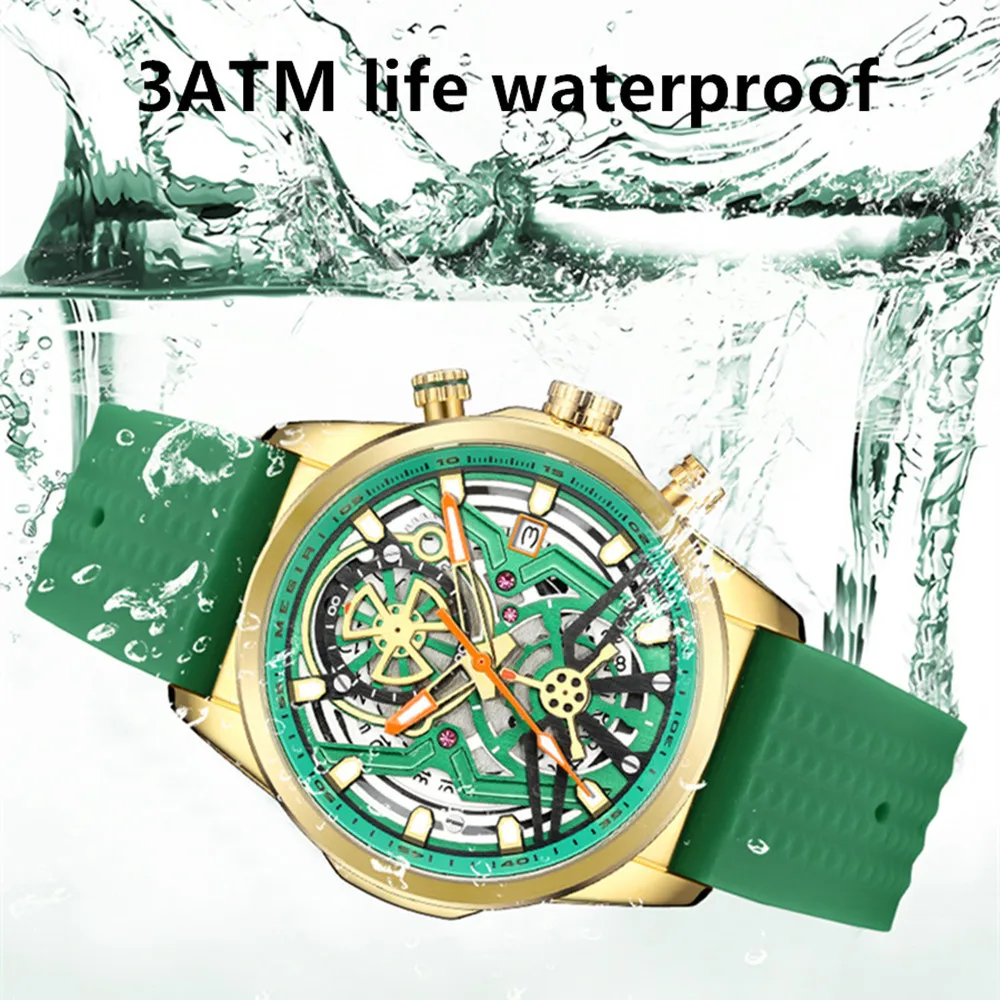 MEGIR ماركة ساعات رجالية موضة الرياضة كوارتز ساعة اليد مقاوم للماء مضيئة الهاتفي تاريخ ساعة الذكور عادية كرونوغراف Relogio