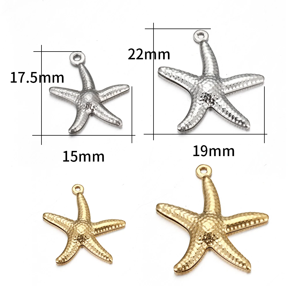 10Pcs Stainless Steel 3D Starfish Shell Pendant DIY Ocean Beach Vacation Necklace Bracelet Earring Jewelry Making Accessories image 4
