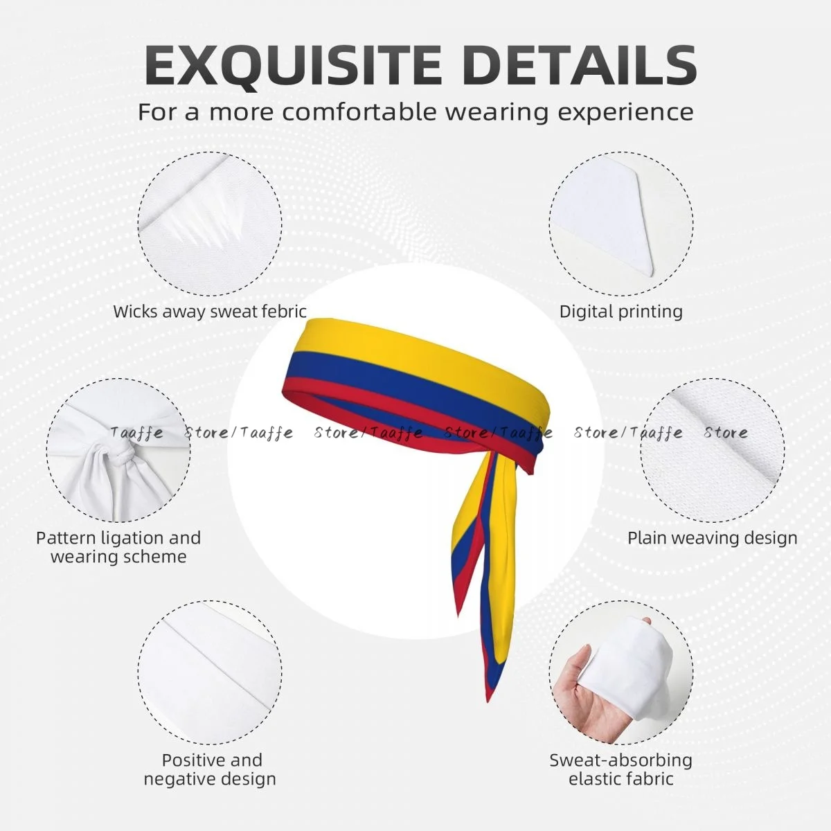 Sports Headband Head Tie Flag Of Colombia.svg Bandana Sweatbands Yoga Tennis Headwrap for adult