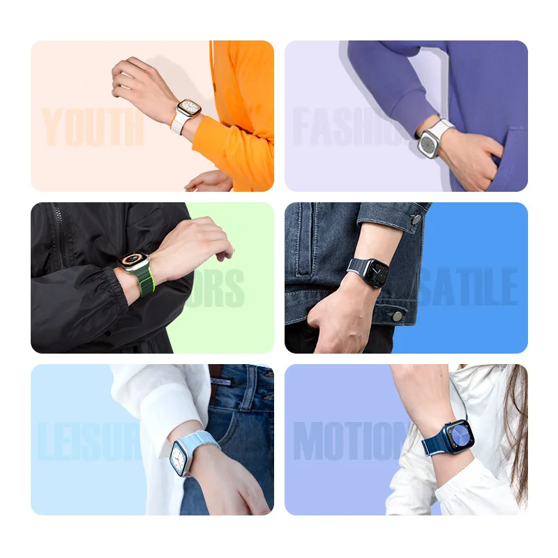 Magnetic Silicone Strap for Apple Watch Band 8 7 6 5 4 3 SE 44mm 45mm 41mm 40mm 42mm 38mm Bracelet iWatch Series Ultra 49mm Belt