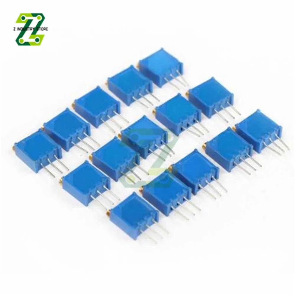 15pcs/set 3296 100ohm-2Mohm Resistors Adjustable Precision 3296 Potentiometer kit