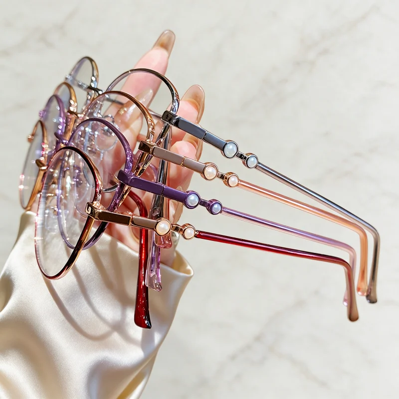 SEAMERGO Vintage Reading Glasses Customization Trendy Pearl Design Optical Lenses Men Fashion Cat Eye Prescription Glasses Women