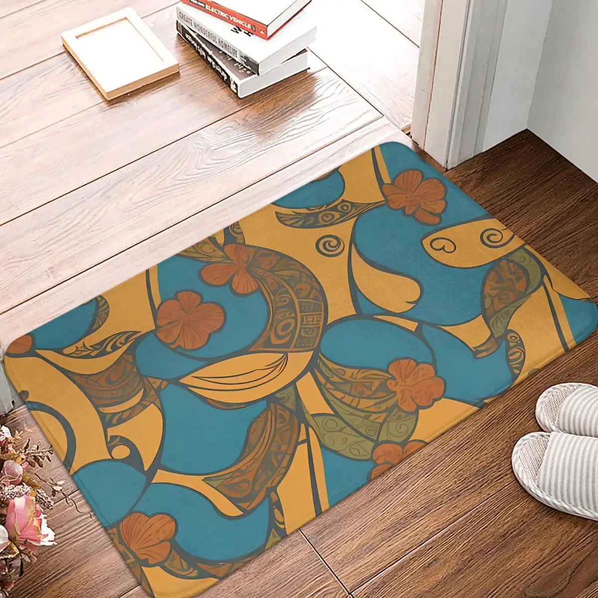 Tribal Treasures Bathroom Mat Hawaiian Motif Doormat Kitchen Carpet Outdoor Rug Home Decoration