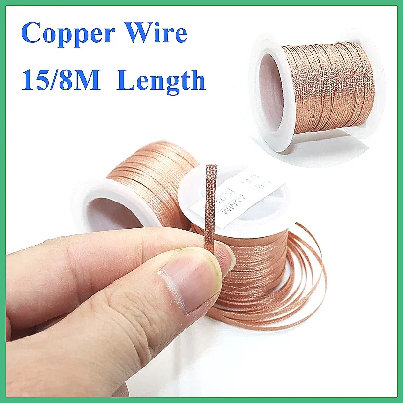 Copper Wire Desoldering Braid Wick 15/8M Length 2.0/2.5/3mm Width Solder Remover for PCB BGA Welding Rework Soldering Tool