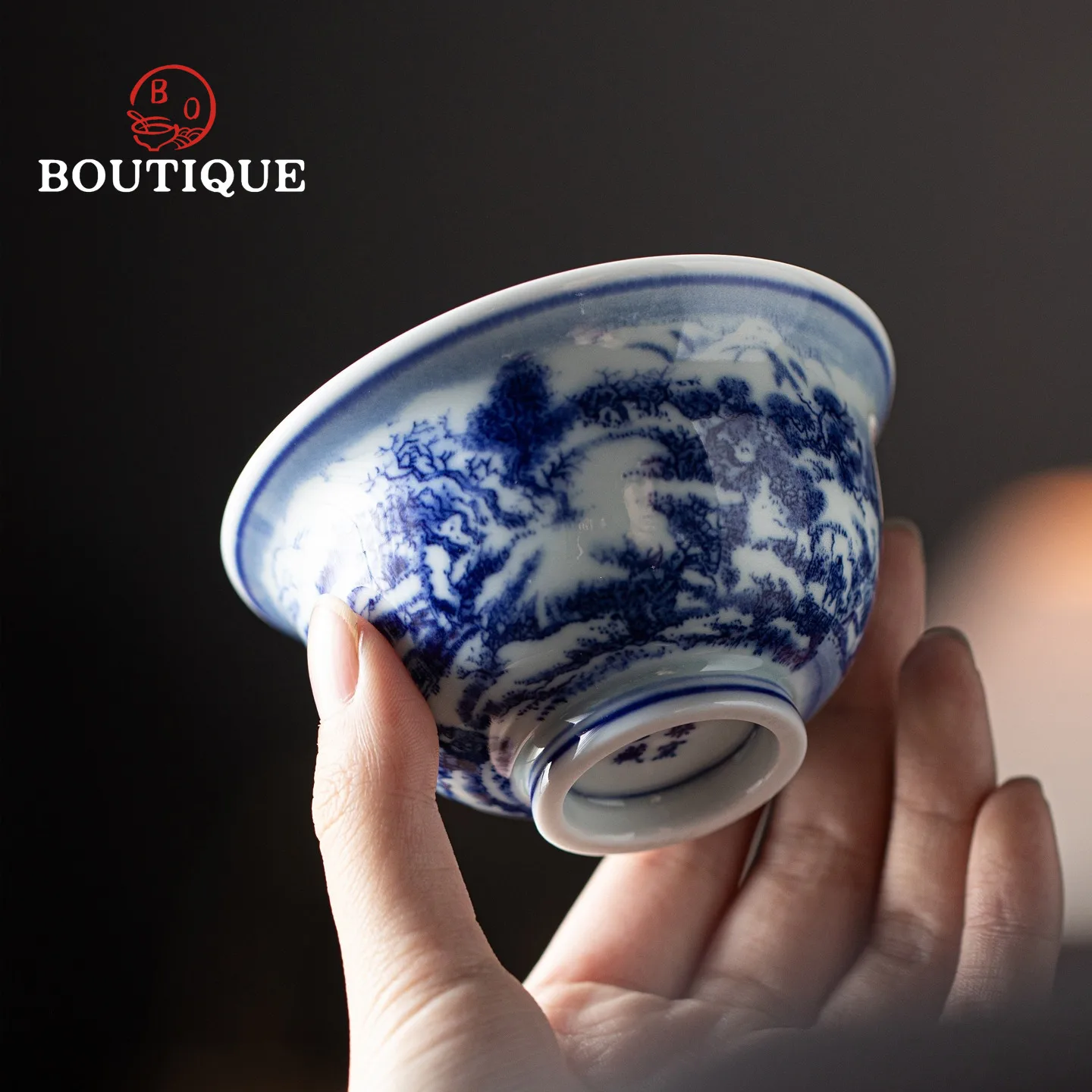 Chinese Blue White Ceramic Tea Cup Vintage Cups Teacups Kung Fu Teacup Puera Set Unusual Bowl Beautiful Pottery Jianzhan Tool