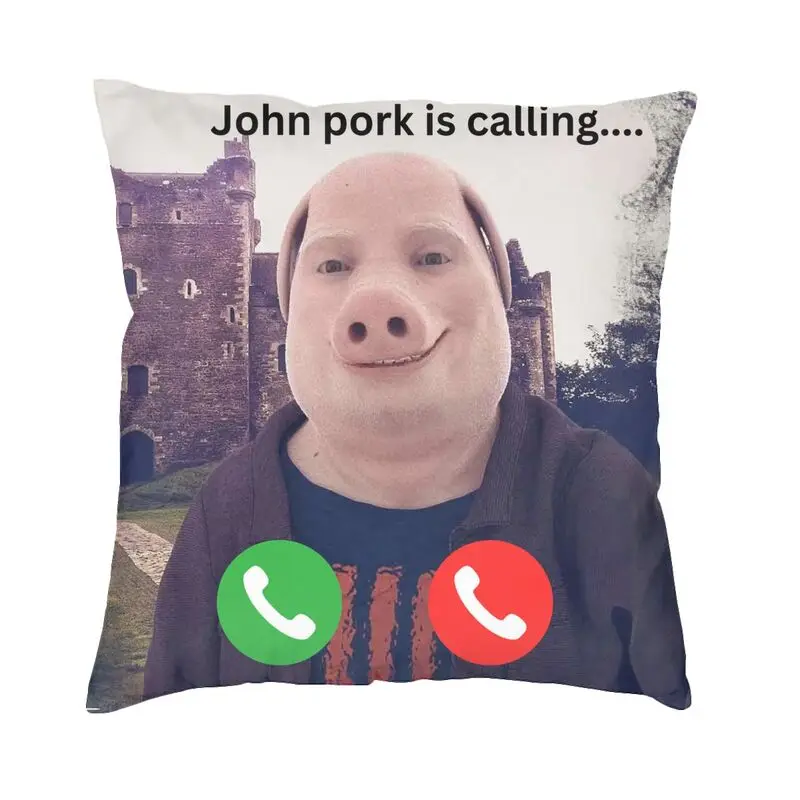 John Pork Is Calling Cushion Cover Two Side Print Throw Pillow Case for Living Room Cool Pillowcase Home Decor