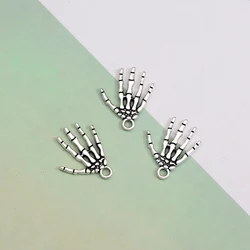 15pcs 17x21mm Tibetan Alloy Skull Hand Charms Skeleton Halloween Pendants For DIY Jewelry Making Accessories Handmade Crafts