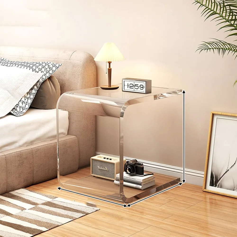 

Simple and Light Luxury Nightstand 8×9×13inch, Acrylic Modern Minimalist Bedside Table, Creative and Transparent Bedside Cabinet