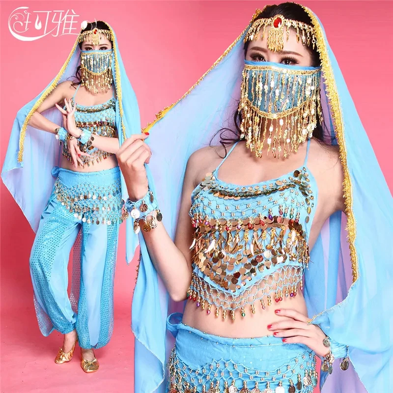 ❤ 2026 ❤   Traje de Danza de 6 Colores para Mujer, Vestido de Competición para Niñas, Ropa de Lección de Danza del Vientre para Adultos con Monedas en la Cadera ❤