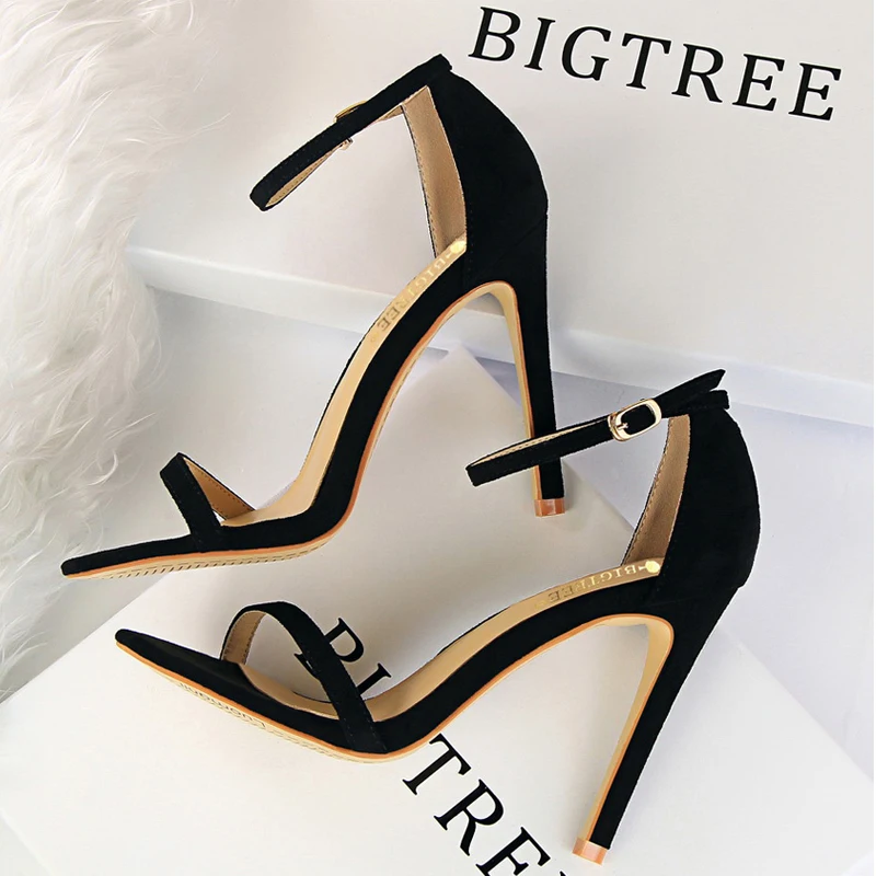 BIGTREE Shoes New Suede Women Sandals Stiletto Heels 11cm 8 Cm Women High Heels Fashion Summer Sandals Women Pumps Kitten Heels