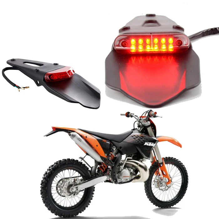 Motorcycle Rear Fender License Plate Bracket 12V For Enduro Off-Road Bike Motobike Tail Light Brake Lamp For EXCF XC XCF