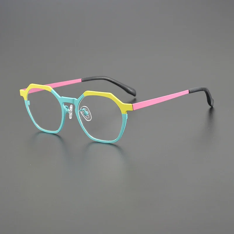 Ultralight Multicolor Pure Titanium Polygon Frame for Men Women High Quality Hand-made Myopic Anti-blue Discoloration Glasses