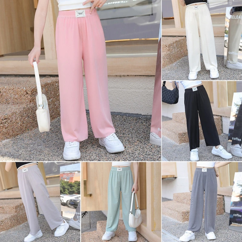 Summer Girls Wide Leg Pants Thin Straight Leg Pants Baby Loose Casual Pants