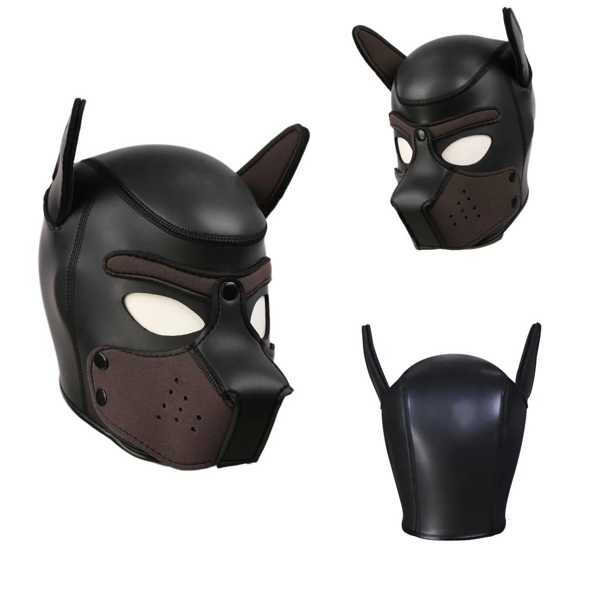 Large Size 2026 L/XL Dogs Full Head Cosplay Mask with Hood Red & Black Padded Rubber Pet Roleplay Mask for Fashion Performances