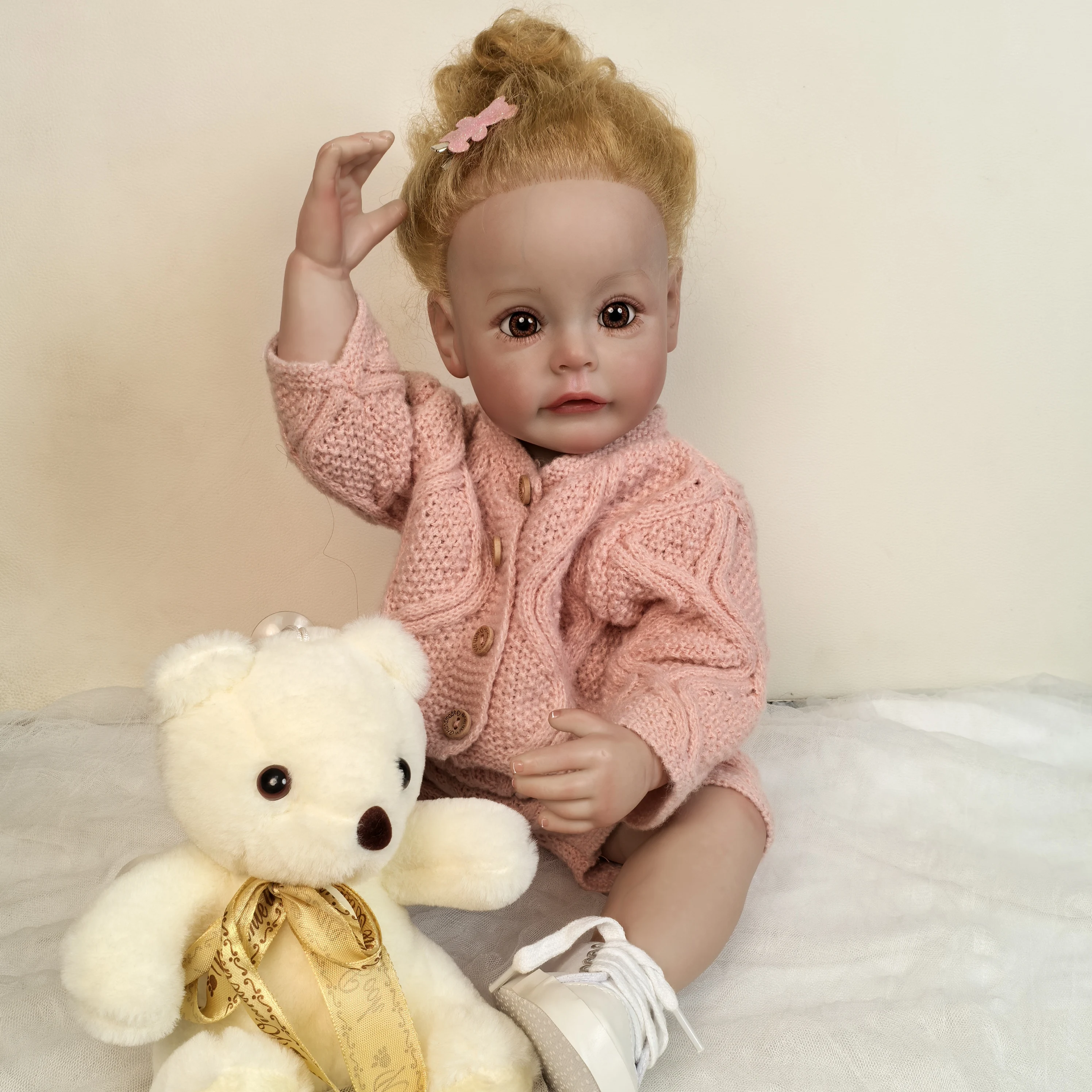 55 cm/22 inch Realistic Girl Reborn Baby Doll Silicone Vinyl Full Body Doll Reborn with 3D-Painted Birthday XMAS Easter Gift Toy