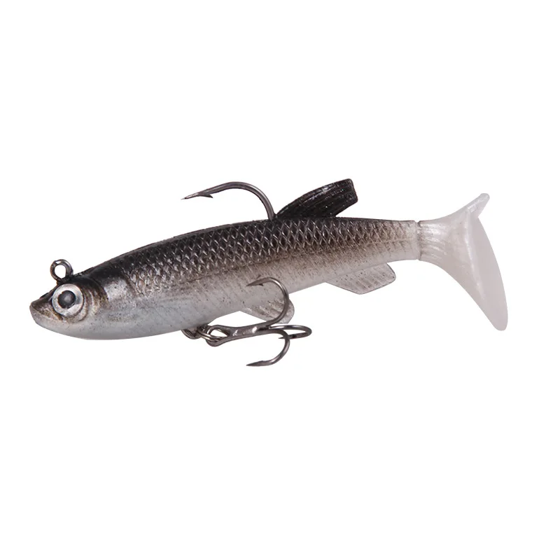 

1Pc Soft Bait Rubber Fishing Lure With BKK Hook 85mm Artificial Sinking Swimbait Curly T Tail Jig Fishing Tackle For Bass Pike