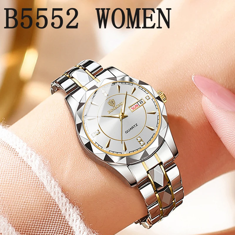 BINBOND B5552 New Luxury Brand Quartz Womens Watches 30M Waterproof Luminous Date Wristwatch Fashion Business Womens Watches