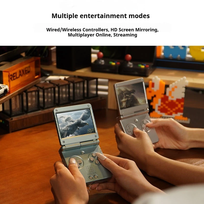 RG SP Flip Handheld Game Console 3.4Inch IPS Screen Linux 64-bit Retro Video Game Portable Clamshell Game Console for HDMI TV