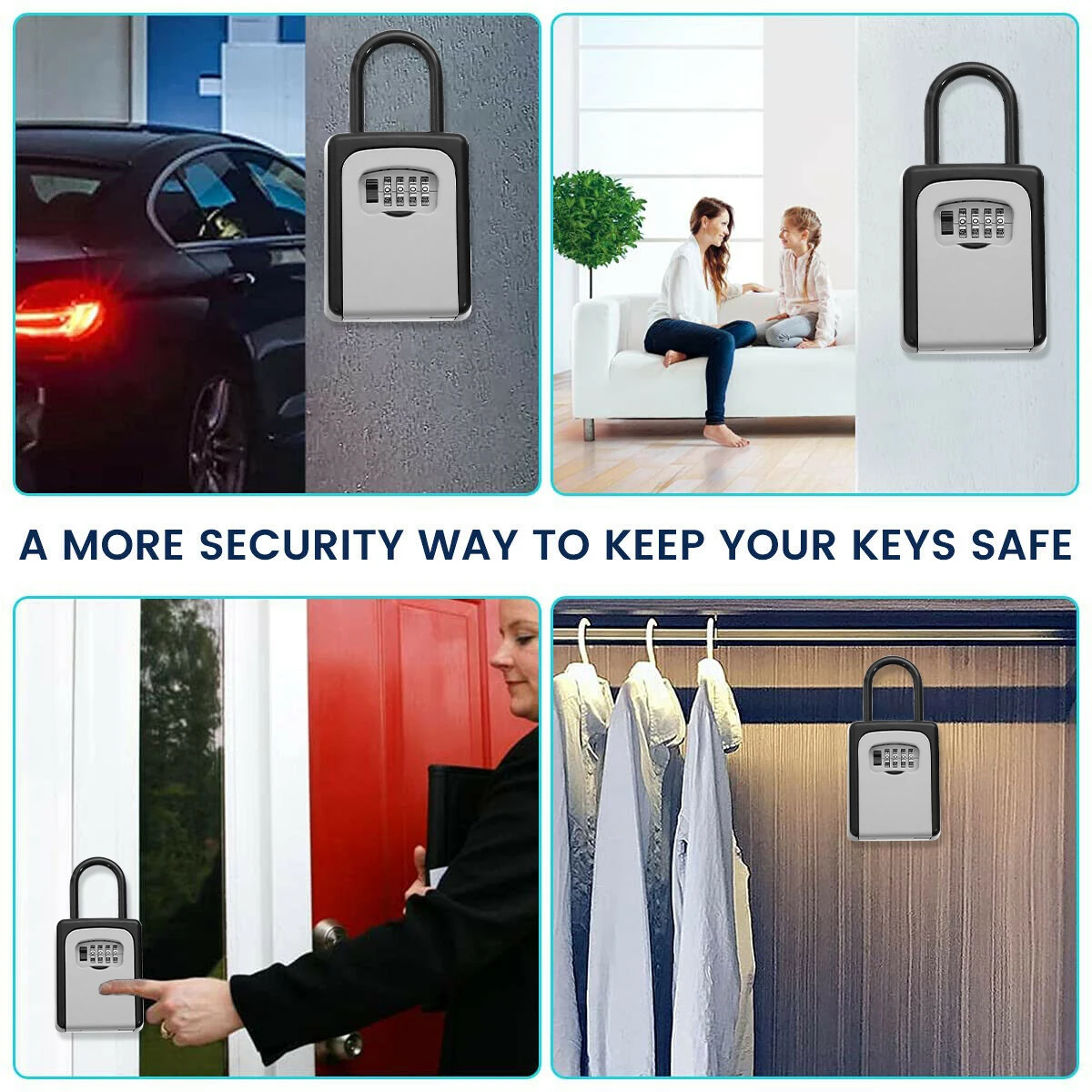 Combinatie Lock Key Stevige Key Lock Box Key Kluis Stevige Resettable Code 4 Digit Combinatie Sleutel Opslag Draagbare Slot doos