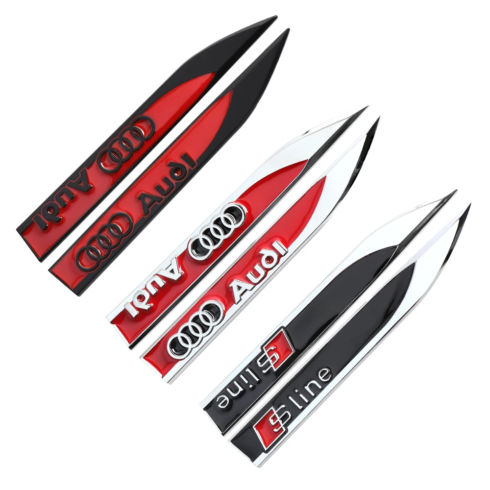 Auto-Seitenkotflügel-Aufkleber, Emblem, Abzeichen, Zierleisten, Styling-Logo für Audi Sline Q2 Q3 Q5 Q7 A1 A3 A5 A7 SQ5 RS5 Zubehör