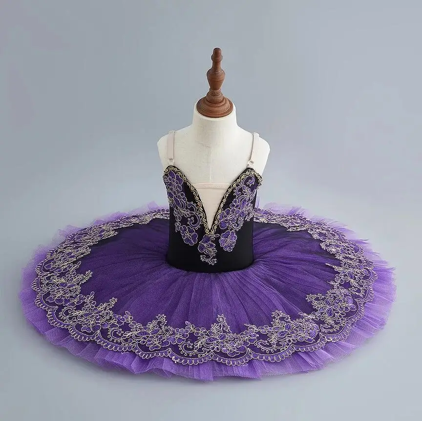 New Ballet Professional Tutu Dress Purple Adult Swan Lake Pancake Ballerina Stage Costumes Dance Ballet Leotard Tutu Dress