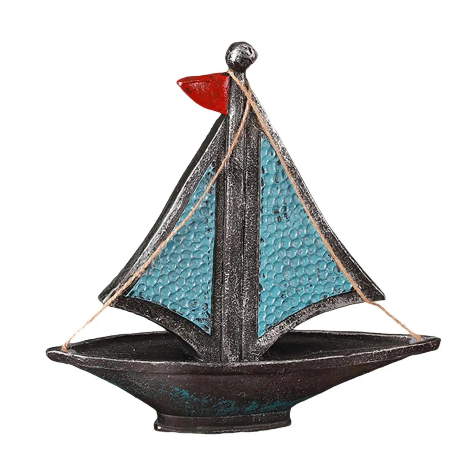 Sailboat Ornament Model Home Decorative Classic NightStand Decorations Crafts Collectible Showcase Props Sailboat Blue Ornament