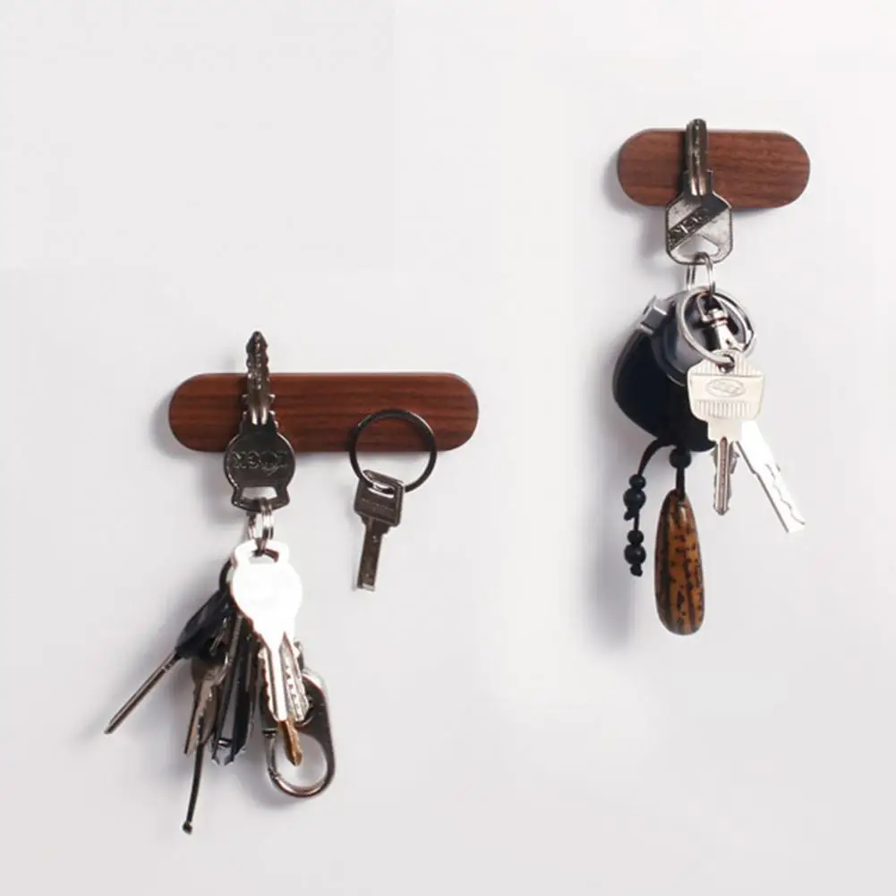 Key Rack Lightweight Key Holder Water-Resistant Wear Resistant  Fashion Black Walnut Key Magnet Hanger