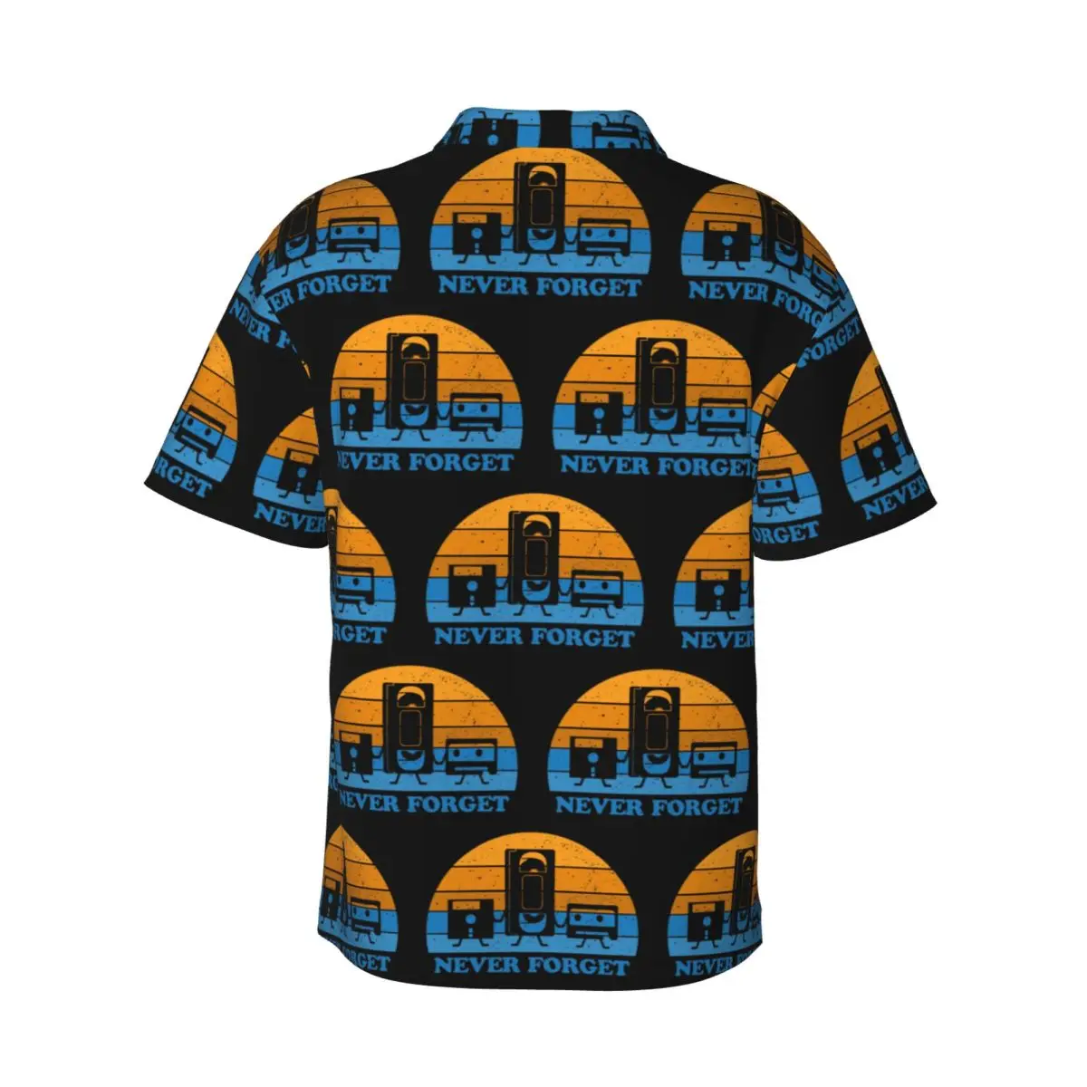 Never Forget -Floppy Disk Cassette VHS Tape Men's Shirts Hawaiian Short Sleeve Shirt Funny Button Tops for Summer Beach
