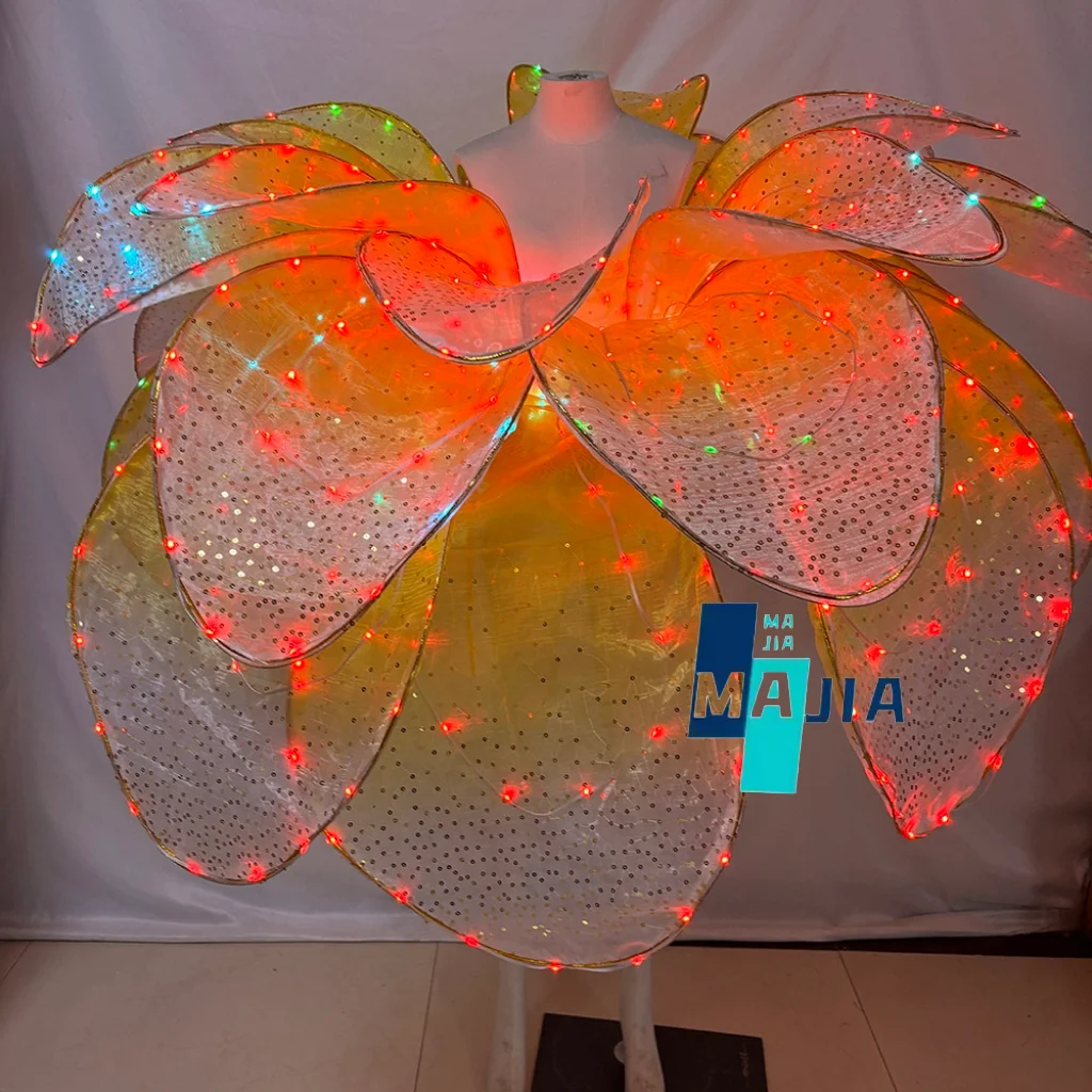 

2025 LED Colorful Dress Opening Flower Dress Lumilous Blossom Petal Skirt Dancing Event Performance Prop.