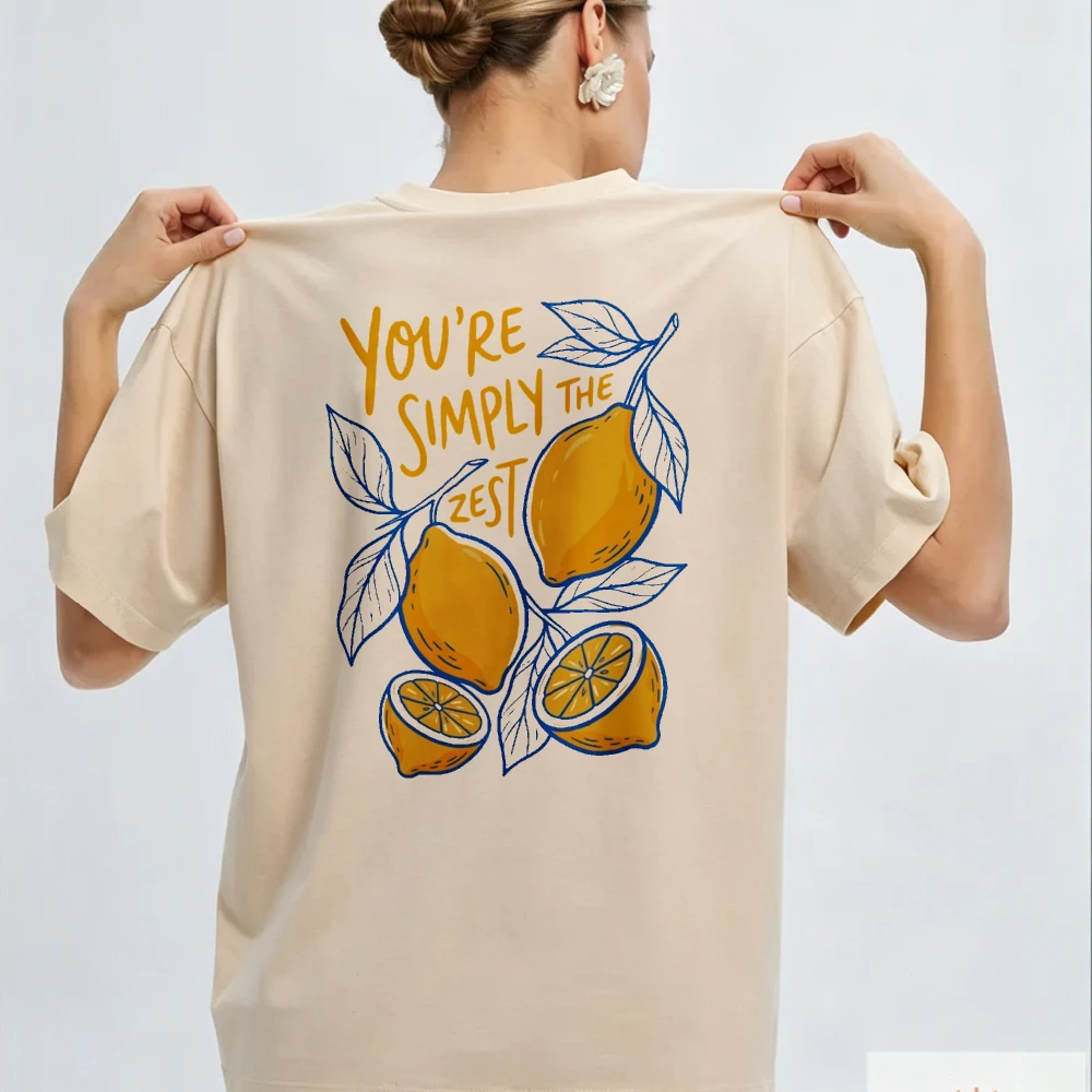 You're Simply The Zest Vintage Lemon Graphic Women Oversized Tee Retro 90s Coastal Vacation Summer Beach Holiday Graphic Tee
