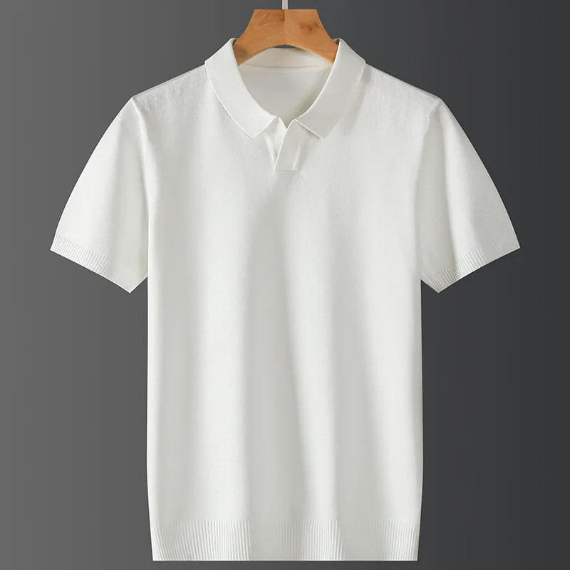 Viscose&Nylon Stretchy Luxury Polo Shirts For Men Short Sleeved Summer Quality Soft Comfortable Knitted Casual Camisas De Hombre