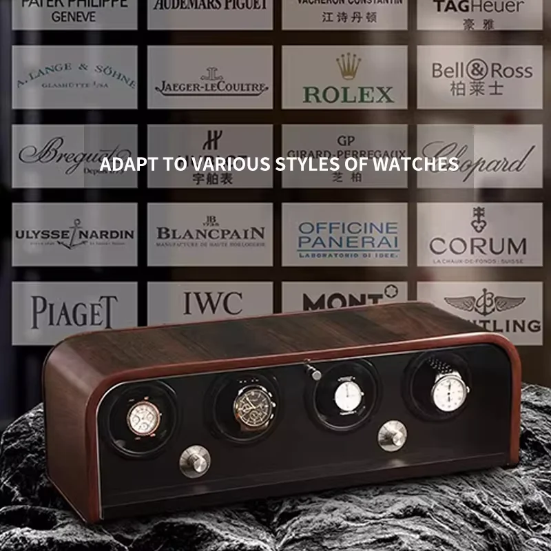Automatic Watch Winder Retro Wooden Texture Blue LED Light  Mute Motor Shaker Automatic Watch Box