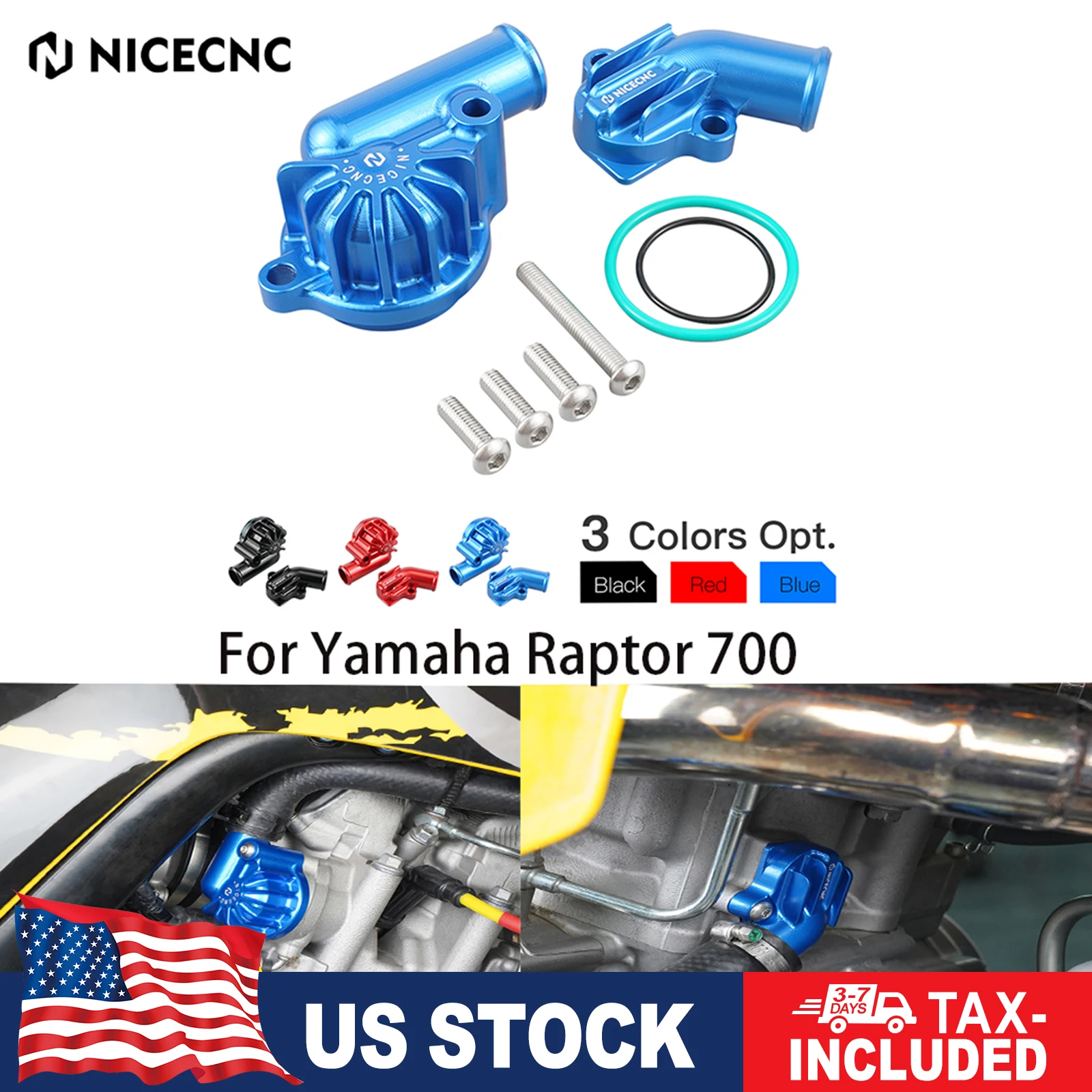 

NICECNC 700 Raptor Water Pump Inlet & Outlet Cover For Yamaha Raptor 700 2006-2024 700R 2009 2011-2024 Billet Aluminum Leakproof