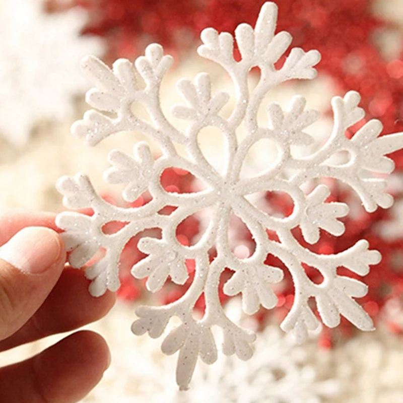 Nuovo-confezione da 40 ornamenti natalizi con fiocco di neve glitterato albero di natale decorazione appesa atmosfera fascino decorazioni per la casa regali