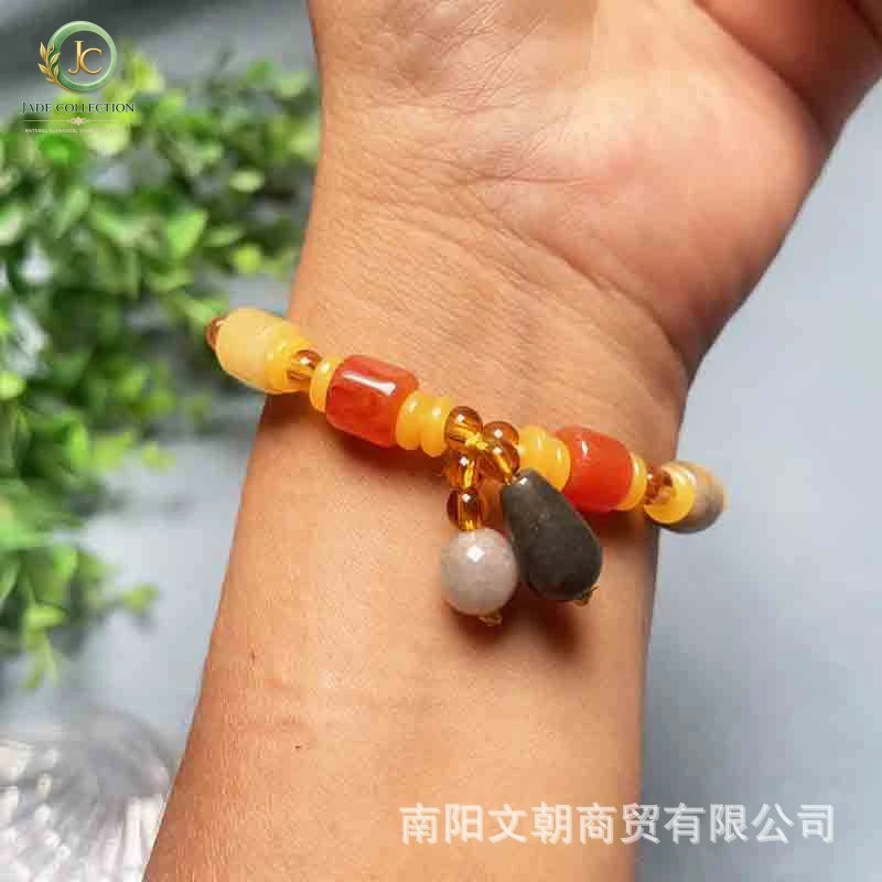 Wholesale gold silk jade bracelets, vintage-style bead bracelets, fresh and simple style for women, summer live-streaming invent