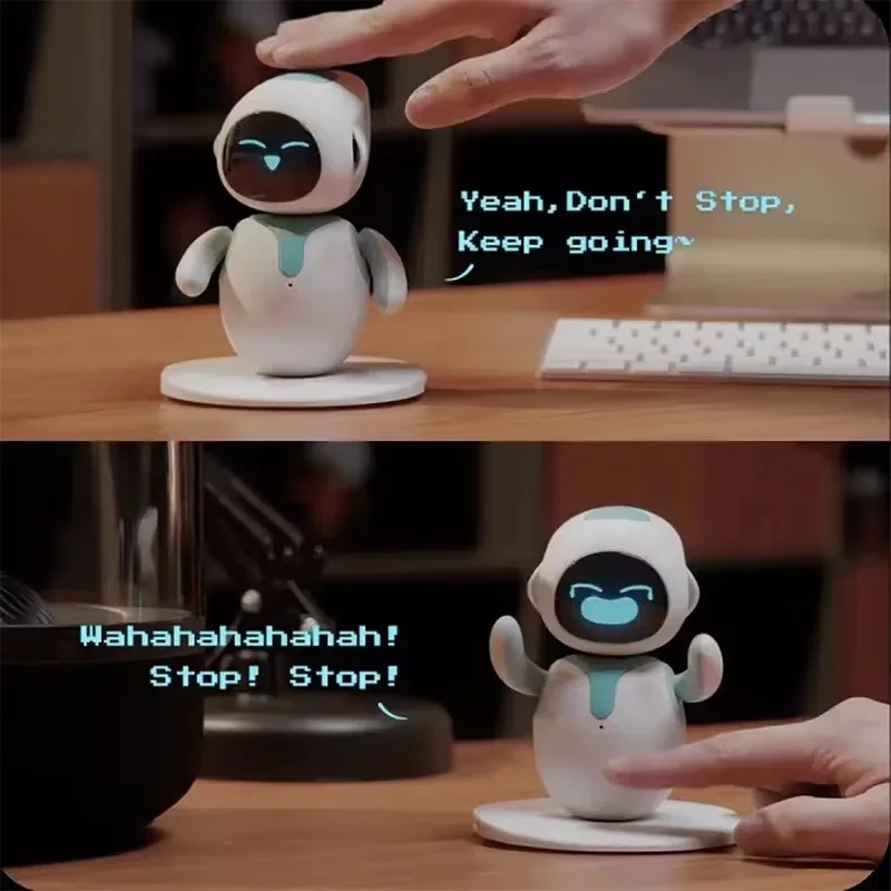 Cute AI Desktop Companion Robot With LED Emotional Display Smart Interactive Robot Pet Desk Ornament Birthday