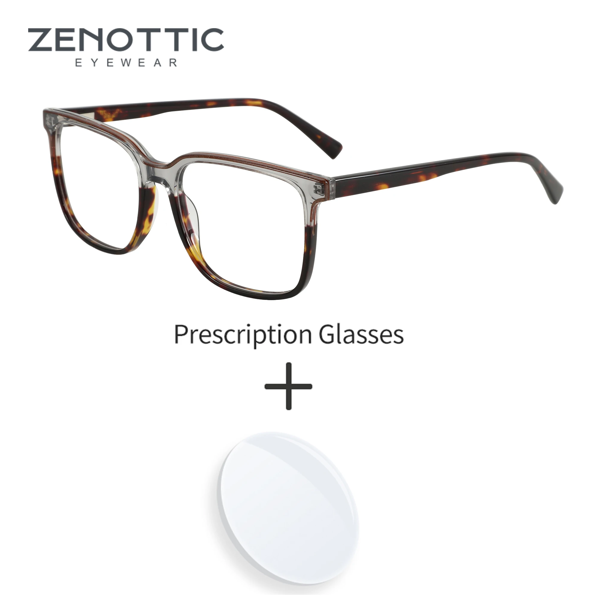 

ZENOTTIC Acetate Prescription Eyeglasses Men Fashion Simple Square Optical Glasses Myopia Hyperopia Progressive Anti-Blue Light