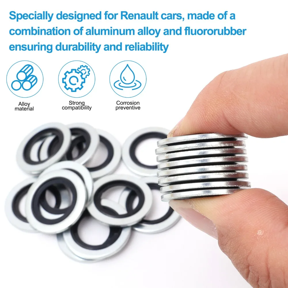 Car Oil Sump Drain Plug Sealing Gaskets Rings Washer OEM110265505R for Peugeot Citroën Renault A6079970345 Auto Accessories - view 4