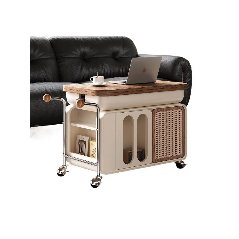 Movable coffee table cream wind lifting folding with wheels living room multi-functional small apartment