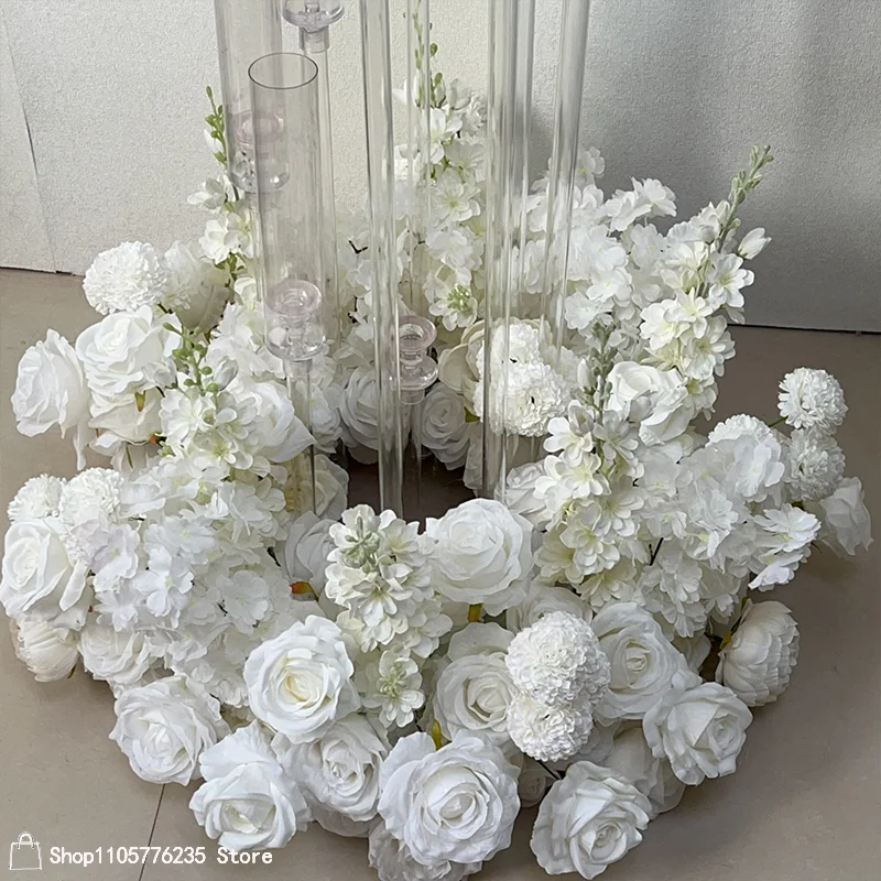 70-30CM Weiße Rose Delphinium Künstliche Blume Hochzeitstisch-Mittelstück Kranz Blumenarrangement Luxus Bankett Hotel Dekoration – Detail 2