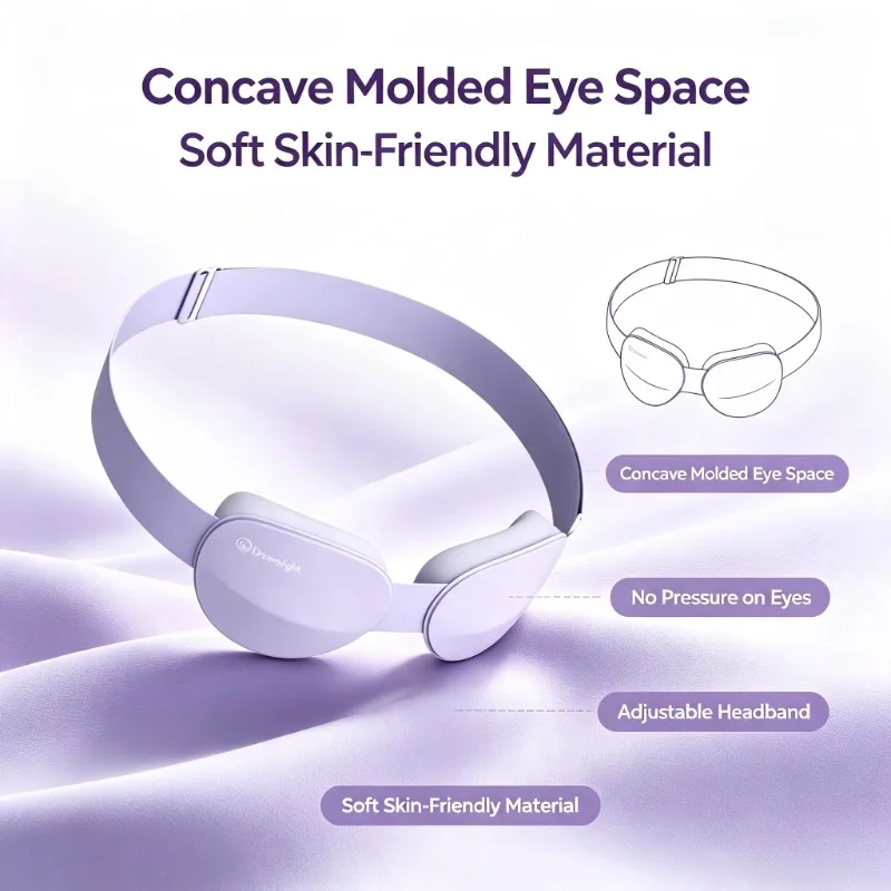Dreamlight 3D Stereoscopic Sleep Eye Mask Full Blackout Adjustable Portable Travel Blindfold Concave Molded Soft Comfortable Eye