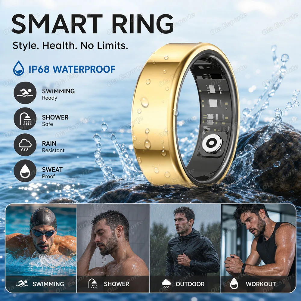 Outdoor-Sport Wasserdichter Smart Ring Herzfrequenz Blutdruck IP68 5ATM Kamera Smart Fernbedienung Schlafüberwachung Smartring