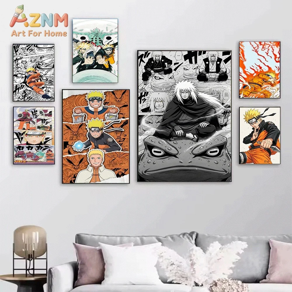 AZNM Naruto Minato Namikaze Comic Crack Paper Canvas Wall Print, Japanese Anime Ninja Dynamic Fighting Character Graphic Art P
