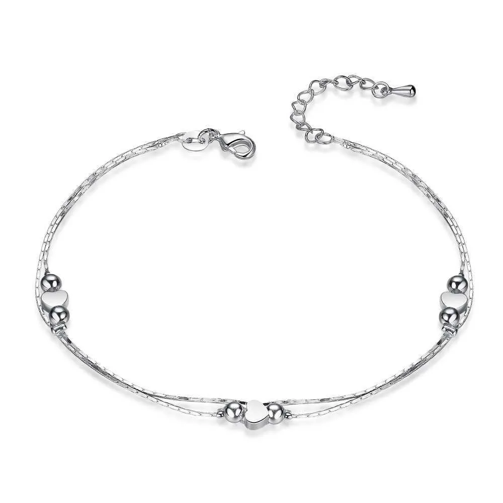 Heart Shaped Foot Chain Anklets Bracelets 925 Sterling Silver Fashion Jewelry For Women Wholesale