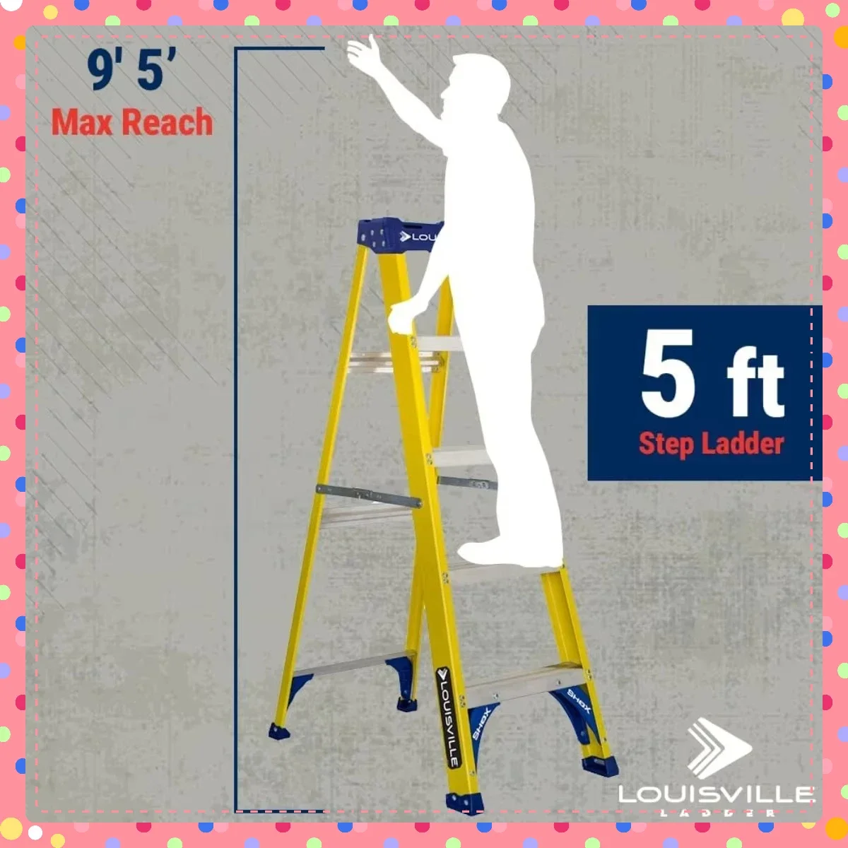 Escalera de fibra de vidrio de 5 pies de 250 lb, escalones no conductores y antideslizantes, para contratistas y electricistas