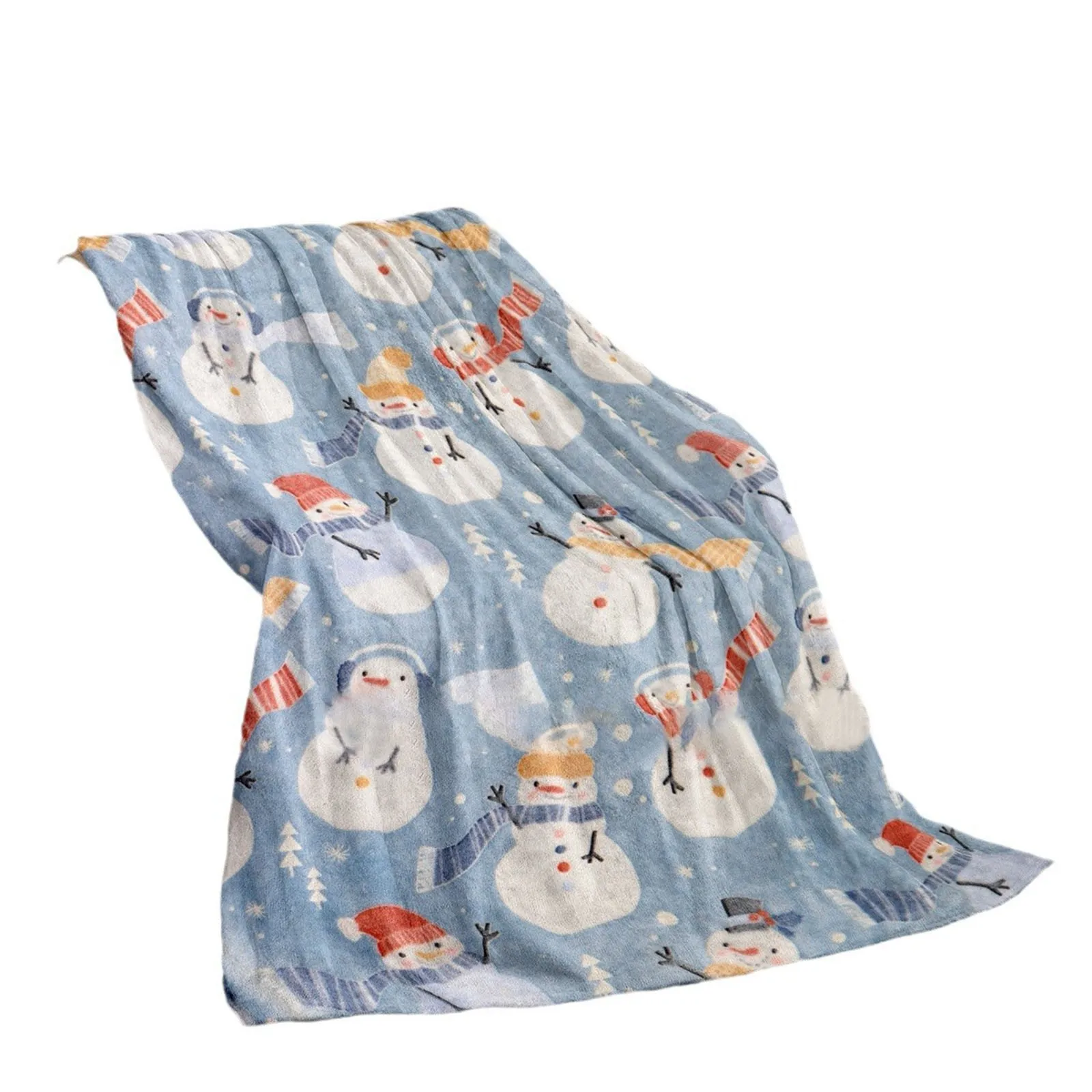 Santa'S Blanket Christmas Digital Printed Flannel Plush Blanket Xmas Cute Snowman Sofa Cover Blanket 130*150cm Winter Soft Quilt