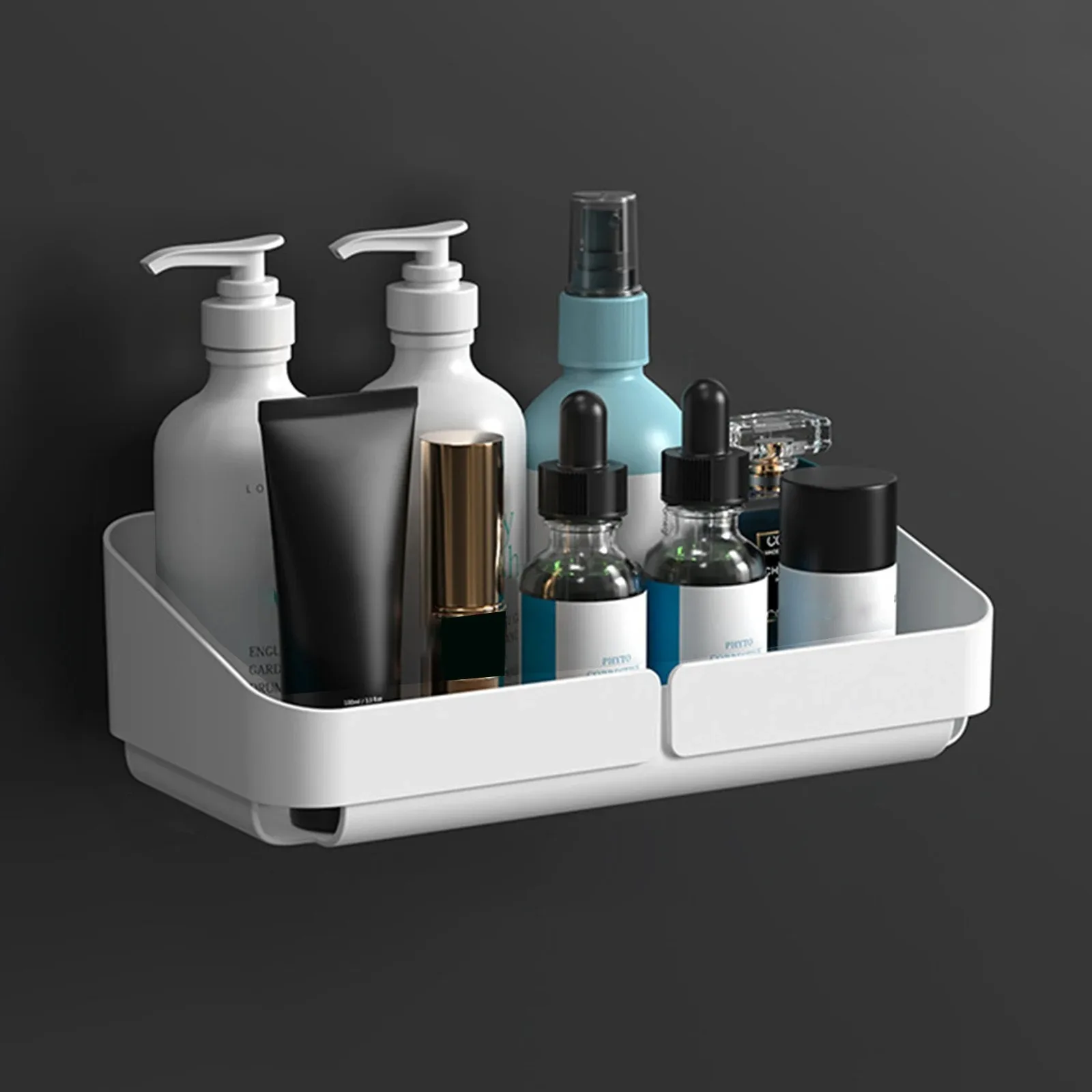 Bathroom Kitchen Convenience Rack Shelf Makeup Storage Organizer Cosmetics Shampoo Rack Shower Shelf Wall Spice No Drilling