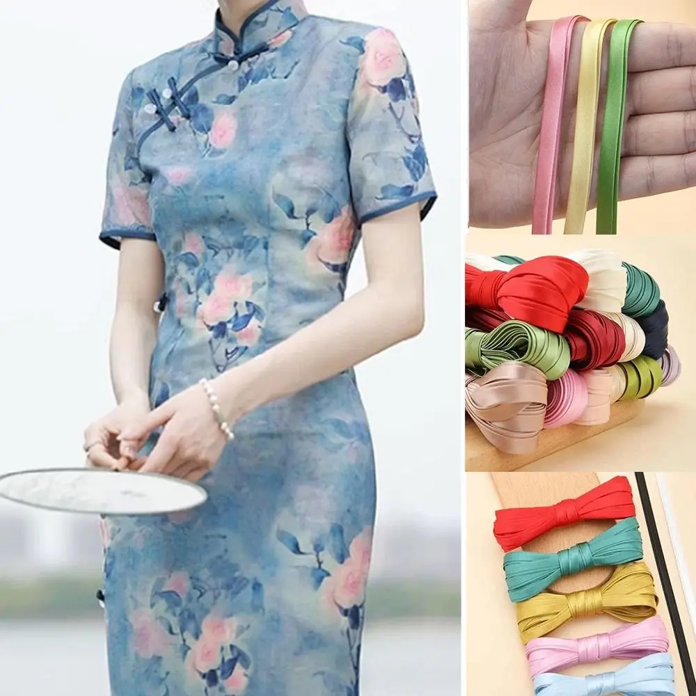 1CM Fabric Edge Sewing Ribbon Cord Rope 10MM Width Sateen Cheongsam Piping Trim Clothing Accessories Colorful Sewing Materials